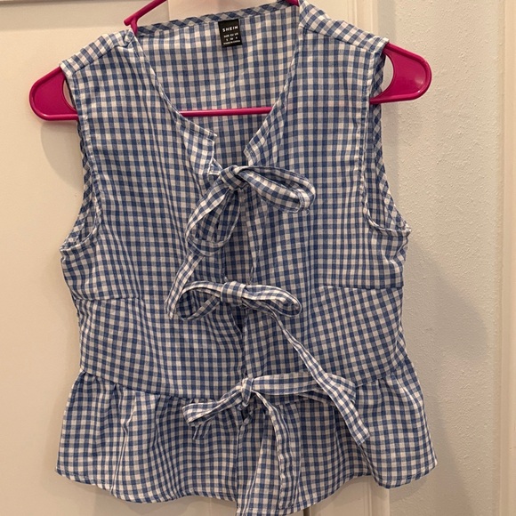SHEIN Tops - SHEIN Blue and White Gingham Top